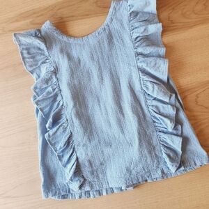 CLICHE' RUFFLE FRONT SLEEVELESS STATEMENT BACK TOP - EUC